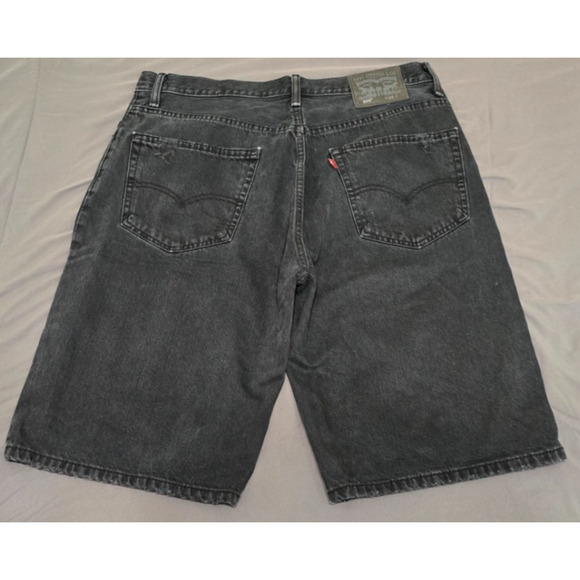 Levis 569 Black Denim Jean Shorts Mens Size Actual 34 - Picture 3 of 6